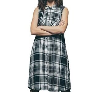 Fire Los Angeles Womens 90s Grunge Button-Down Layering Plaid Academia Dress M